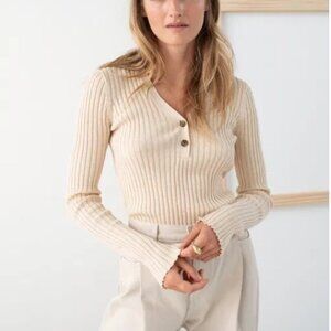 & Other Stories Women's Ribbed V-Neck Knit Top